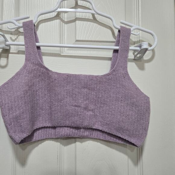 Everlane Purple Wool Blend Crop Tank Top XS Cozy Stretch Knit Minimalist - Picture 7 of 9